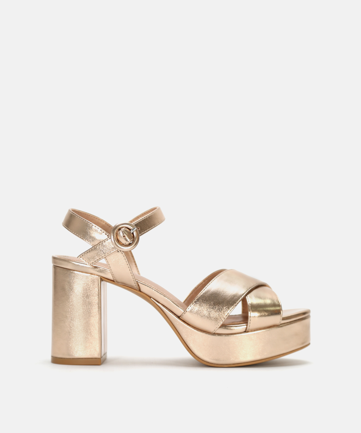 Sandalia tac&oacute;n tiras cruzadas image number null